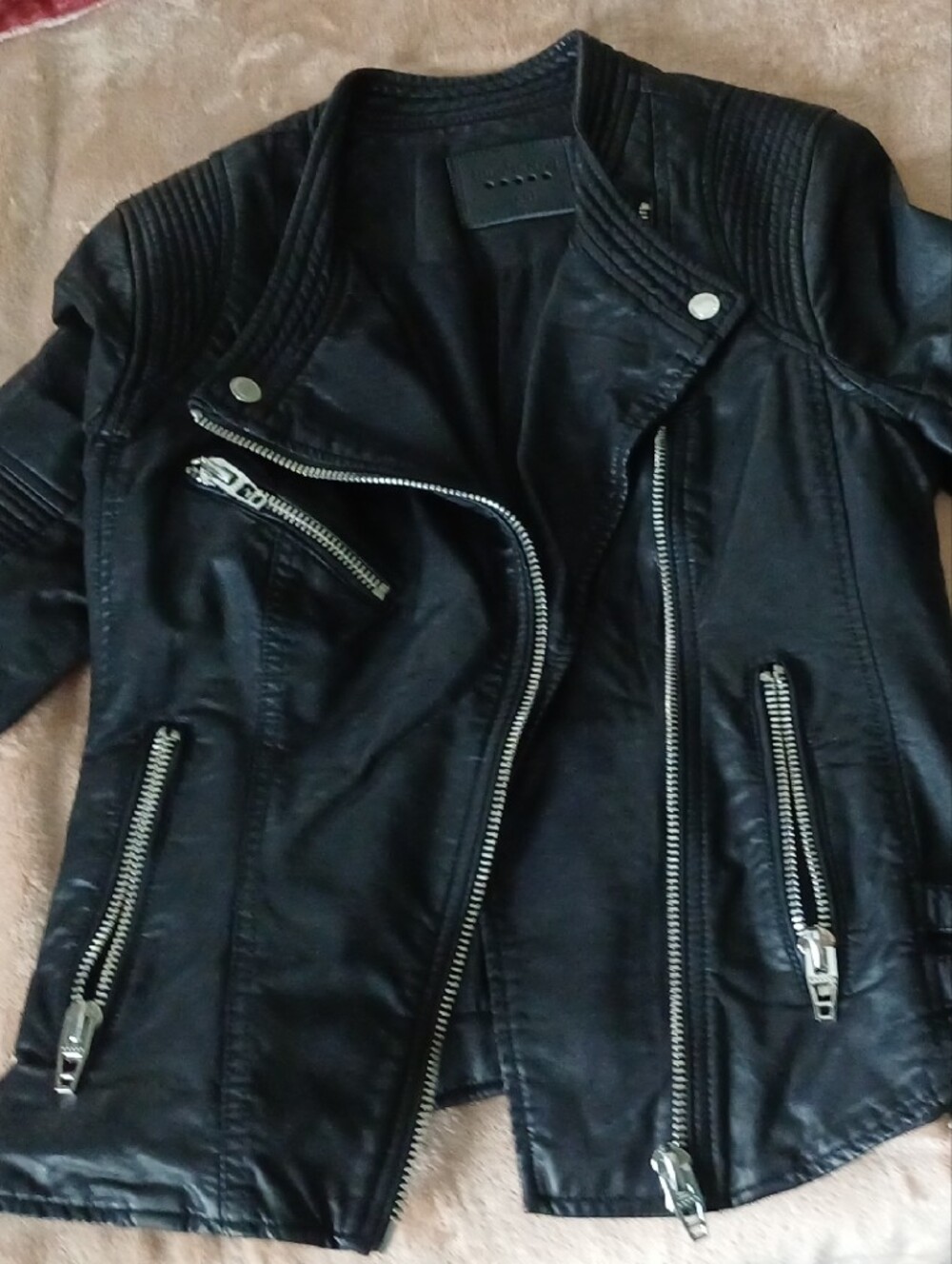 BlankNYC Black Faux Leather Moto Jacket with Silver Hardware